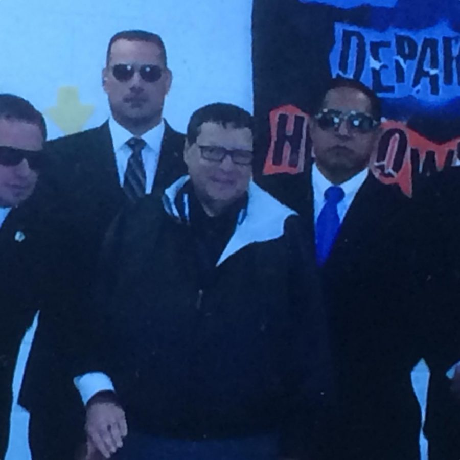 The staff of the Sayreville History Department on Halloween, dressed as Mr. Gentiles secret service - a fond memory for them all. [Pictured from left to right: Christopher Howard, Gregory Curie, Thomas Gentile, Heimir Capati]