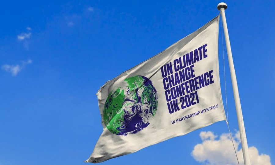 June 7, 2020, Brazil. In this photo illustration the 2021 United Nations Climate Change Conference (COP26) soon appears on a flag.; d9be6b2e-b675-40ca-9a7b-f1e21720a105