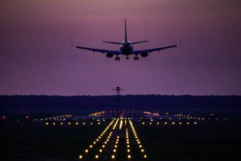 Riga, Latvia - July 23, 2017: Airbaltic Boeing 737-300 landing, Riga International Airport